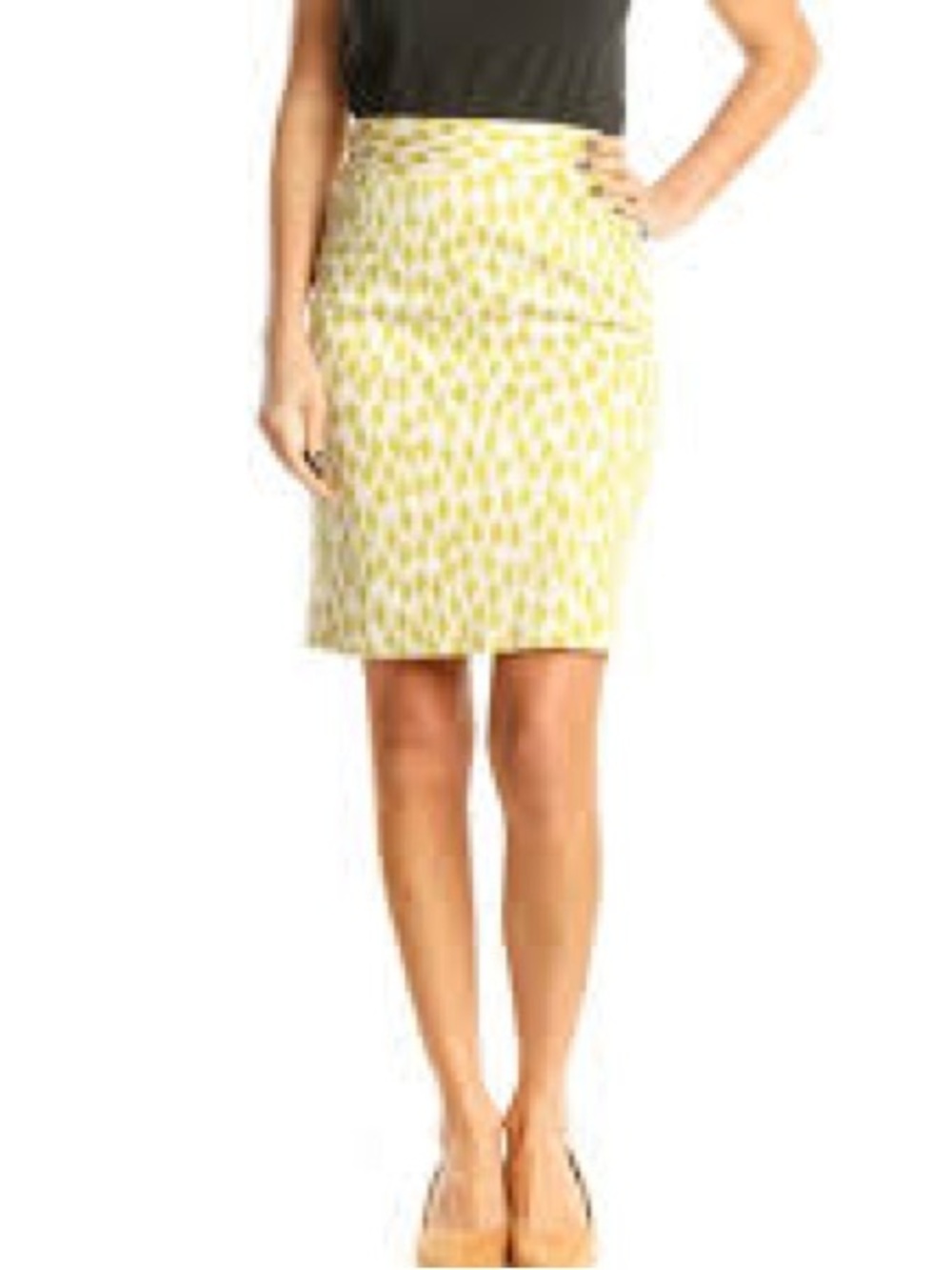 J. Crew Yellow Patterned Pencil Skirt